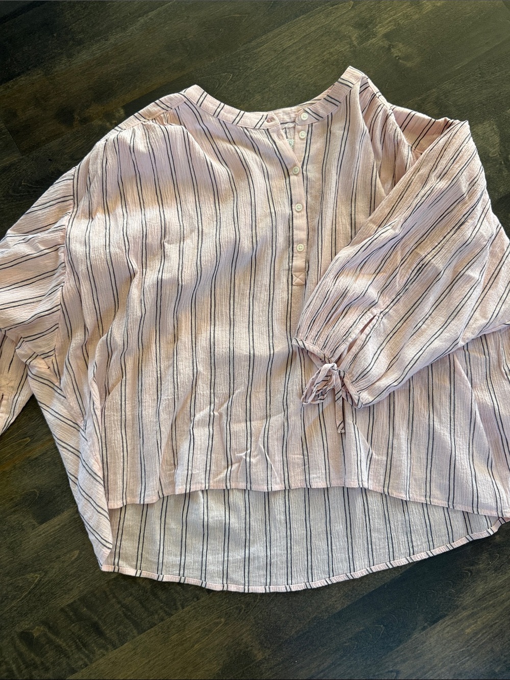Treasure & Bond Pink Striped Button Henley Blouse